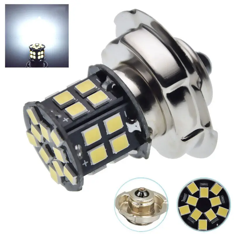 2 szt. Żarówki do reflektorów motocyklowych Led P26S 6V- 12V 2835 30 SMD Moto 600lm skuter ATV światło przednie lampa czołowa chłodne białe