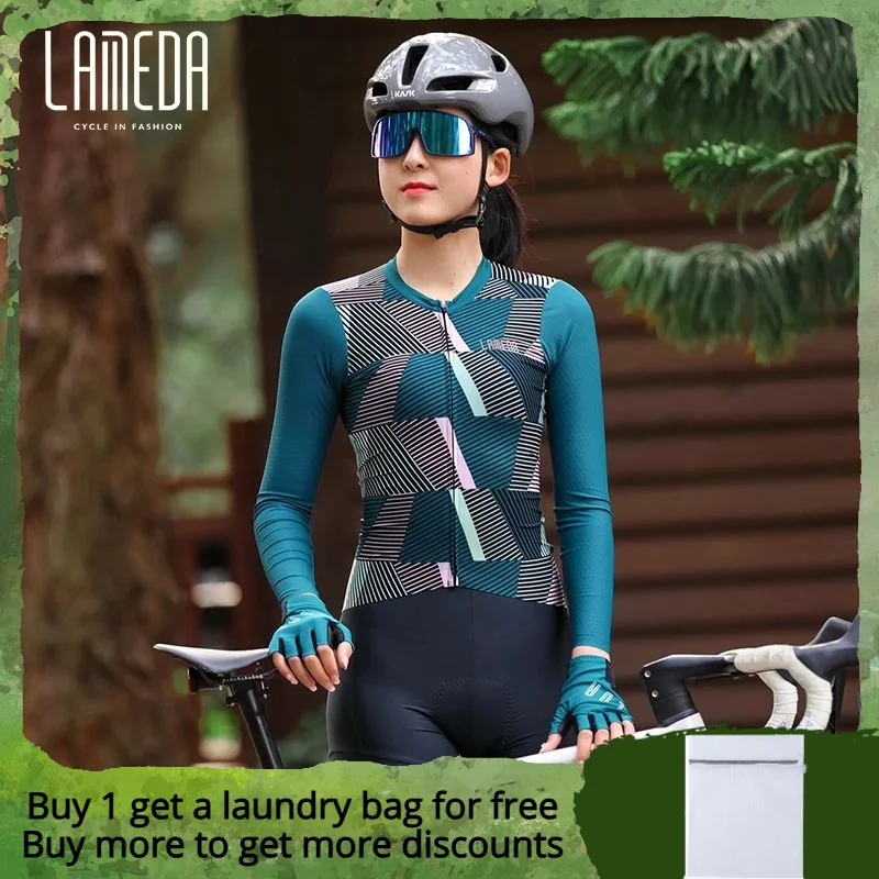 Lameda Women Cycling Jersey High Elasticity Spring Summer Cycling Long Sleeve Breathable Quick Dry Bicycle Clothing