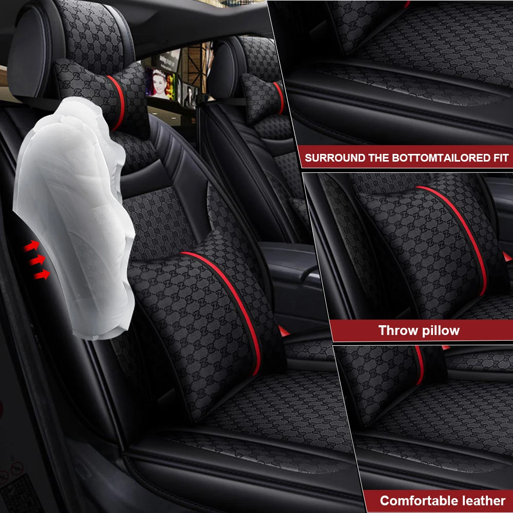 Funda Universal de cuero PU para asiento de coche, cojín de protección antiarañazos para sedán, SUV, camioneta, asiento para las cuatro estaciones, 5 asientos