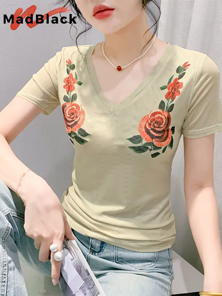 

Женская футболка с V-образным вырезом, с коротким рукавом