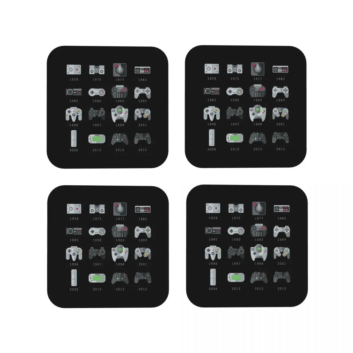 Geek Gaming Controllers Coasters Kitchen Placemats Waterproof Insulation Cup Coffee Mats For Decor Home Tableware Pads Set of 4