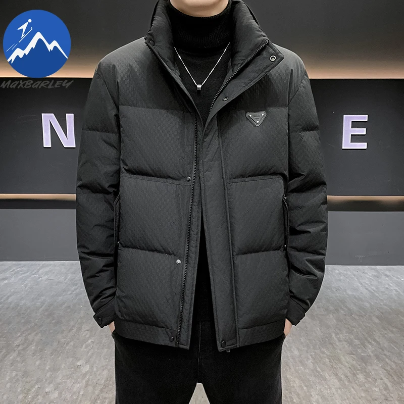เสื้อแจ็คเก็ตดาวน์ผู้ชาย Maxbarley ดีไซน์ทันสมัย คอตั้ง น้ำหนักเบา เหมาะสำหรับทำงาน บุด้วยขนเป็ดคุณภาพสูง 90% ให้ความอบอุ่นในฤดูหนาว