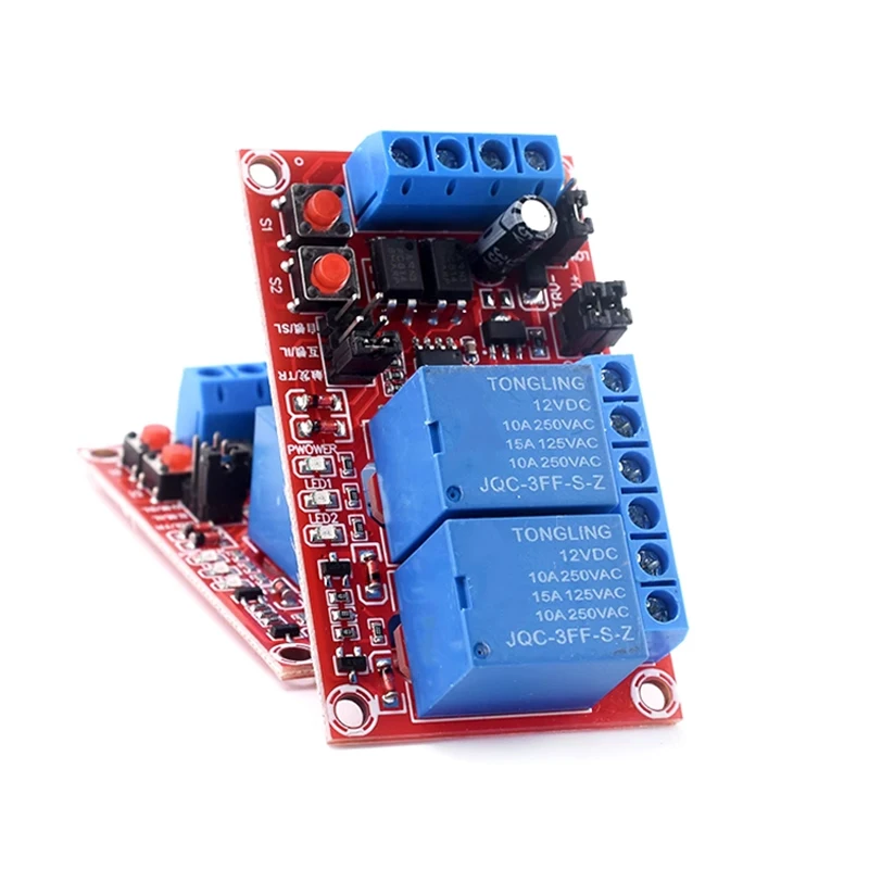 Snvi  2 keys self-locking interlock one of three options Relay module High-low trigger 5V12V24V with switch light