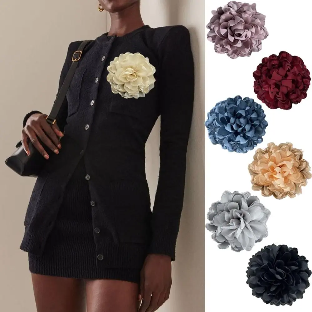 Fashion Multi-layer Large Flower Brooch Fabric Jewelry Accessories Lapel Pins Handmade Collar Flower Party