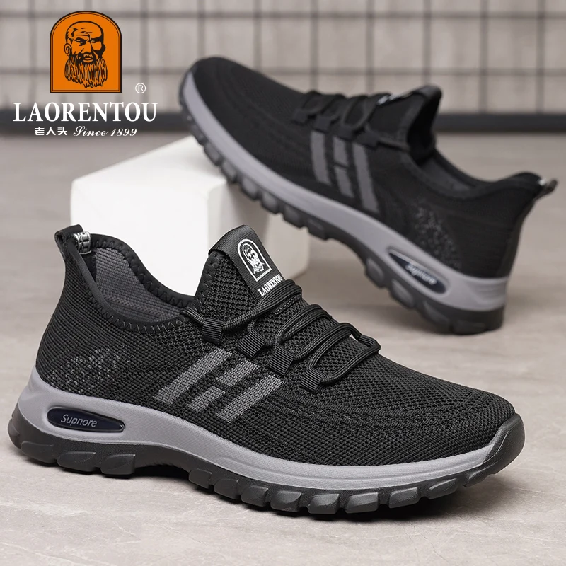 

Новинка Весна 2024 Мужская Спортивная обувь LAORENTOU дышащая сетчатая обувь повседневные беговые кроссовки с мягкой подошвой Папины кроссовки 19F02