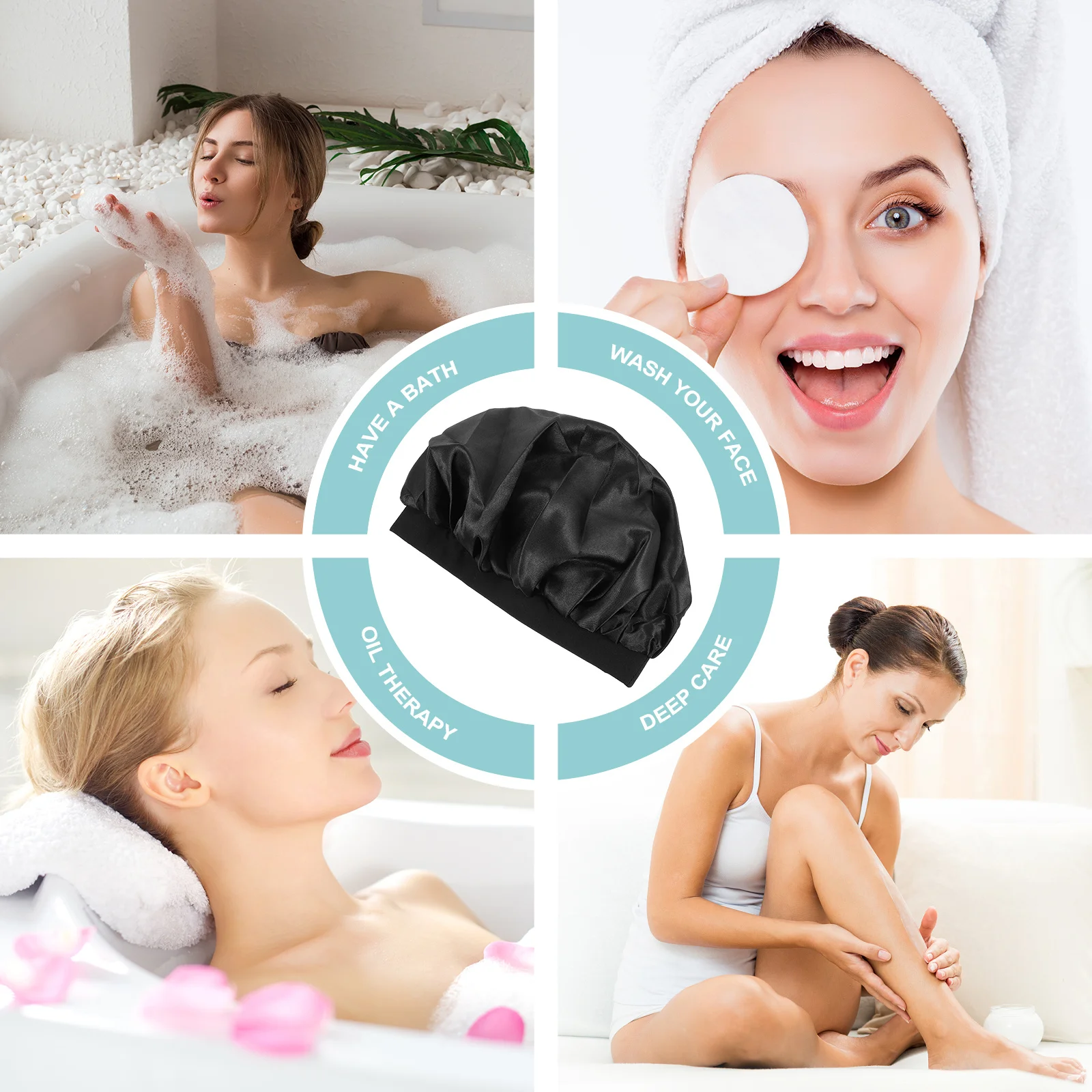 

2Pcs High Elastic Wide Side Sleeping Hat Satin Night Sleep Cap Comfortable Hair Wrap for Deep Conditioning Oil Treatments