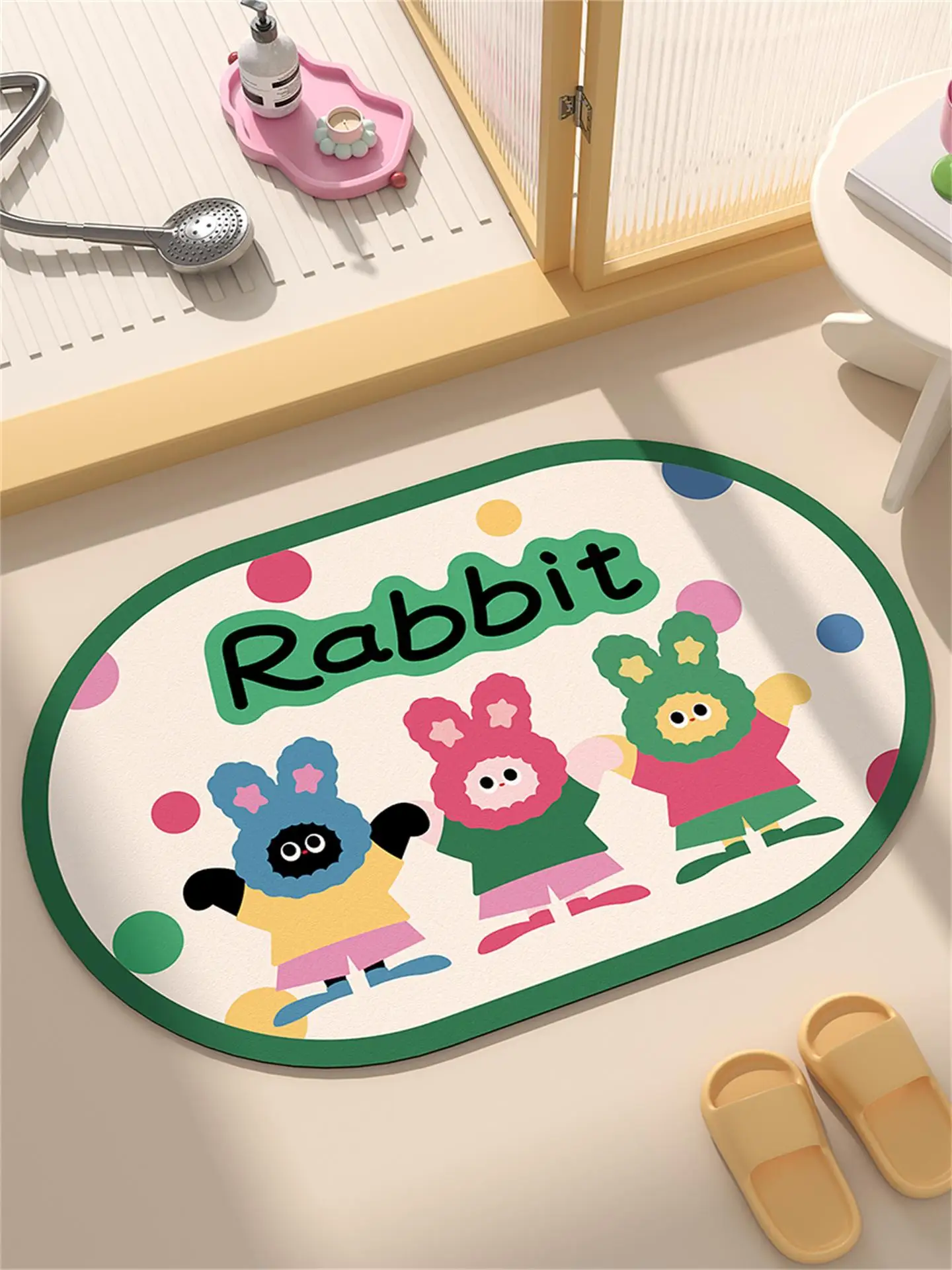 

Batoom Mat Home Toilet ower Room Qui Dry Soft Dia Mud Door Mat Anti Slip Water Absorbent Foot Pad Cartoon Sle