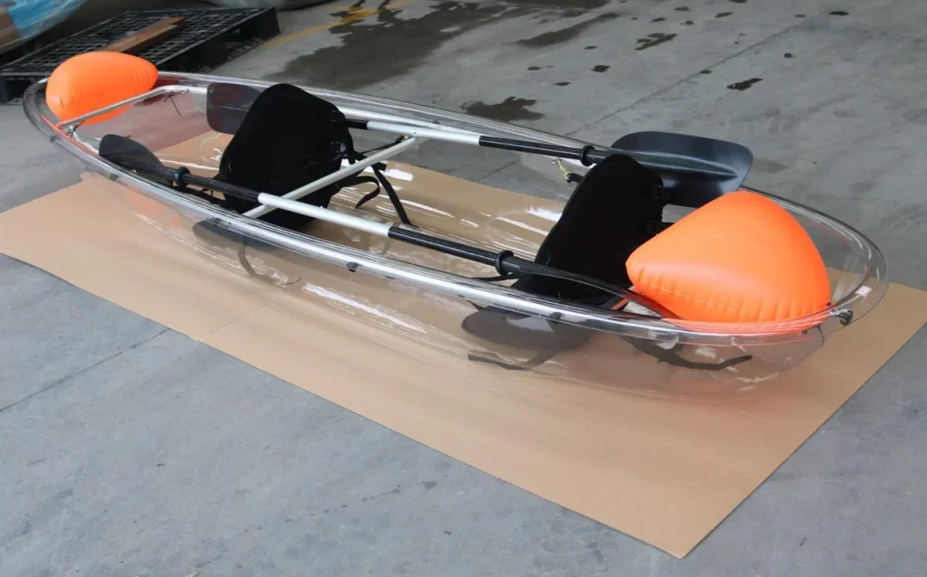 -Vicking-Kayak de 11 pies para 2 personas, asiento doble al por mayor, kayaks de cristal transparente, kayak de pesca transparente a la venta