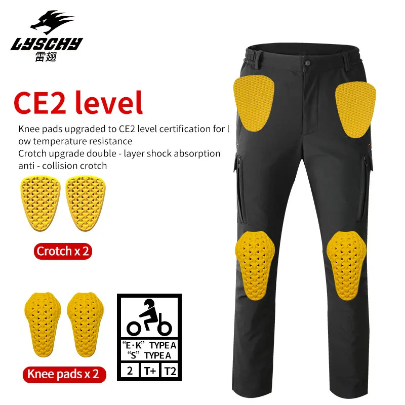 LYSCHY Motorcycle Pants Double Fabric Waterproof CE2 Protective Gear Removable Warm Waterproof Layer Motorcycle Pants