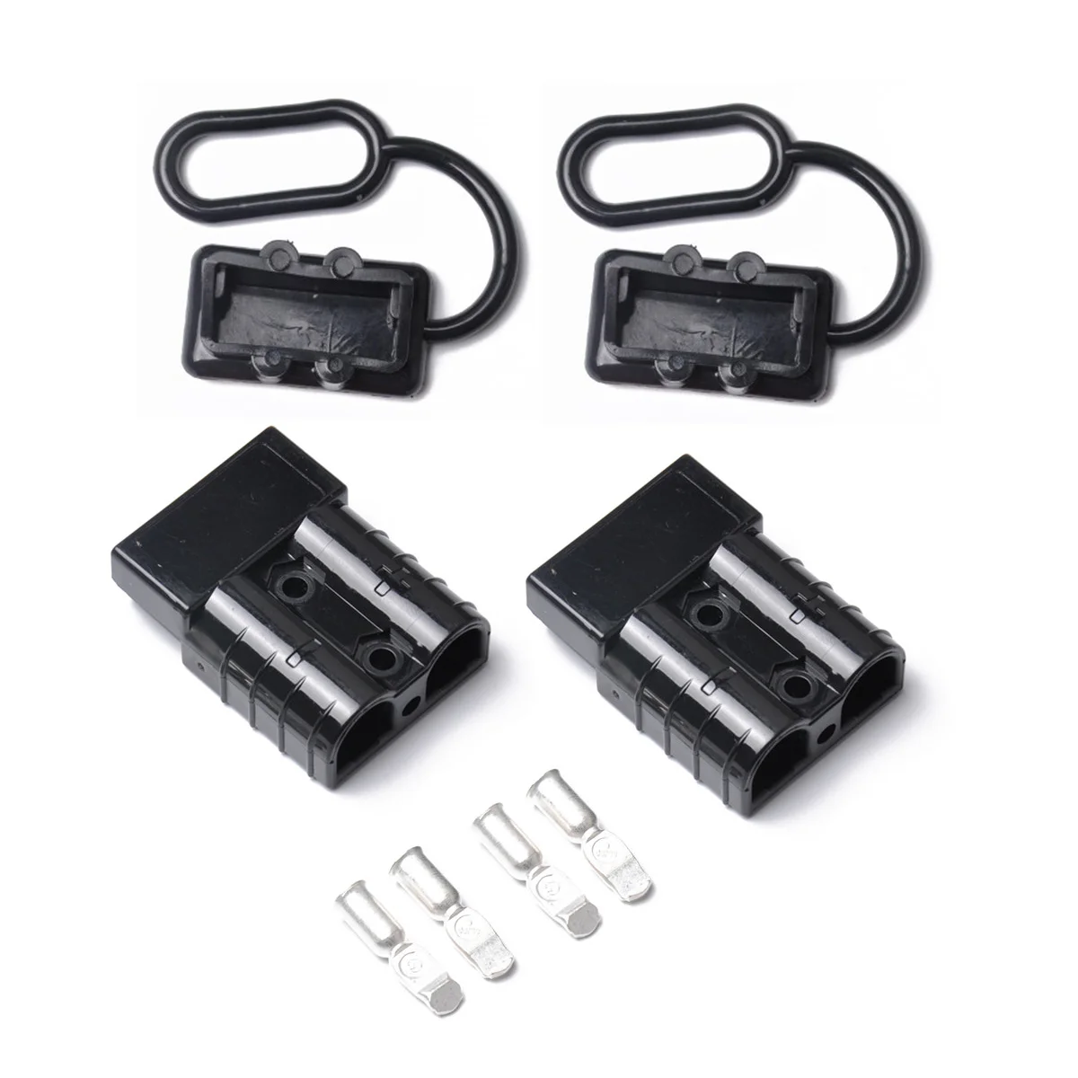 

A0190 Pair Of 50A 600V Power Connector Plug With 2 Contacts And Protective Cover Double Pole Connector Quick Connect/ Disconnect