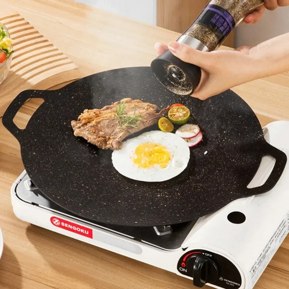 BBQ Pot Multi-Griddle Iron Plate Korean Barbecue Grill Grill Pan Korean Metal Grill Pan Outdoor Portable Induction Cooker