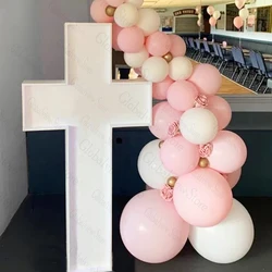 4Ft Huge Cross Shaped Balloon Filling Box Cross Mosaic Marquee Baptism Decorations Baby Shower Christening Decor