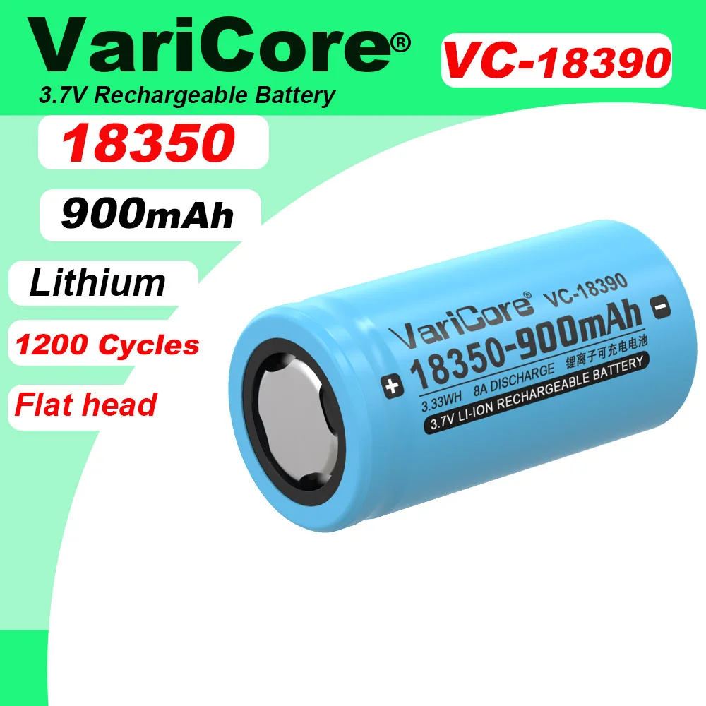 

3.7v 18350 900mAh Rechargeable Lithium Battery 8A power for Headphone Camera Electrical tools Mini Flashlight