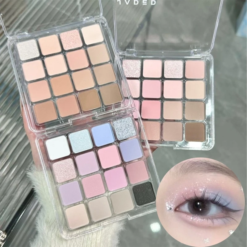 16 Color Pink Peach Pearly Matte Eyeshadow Palette Brightening Lying Silkworm Shimmer Blue Eye Shadow Pigment Eyes Makeup