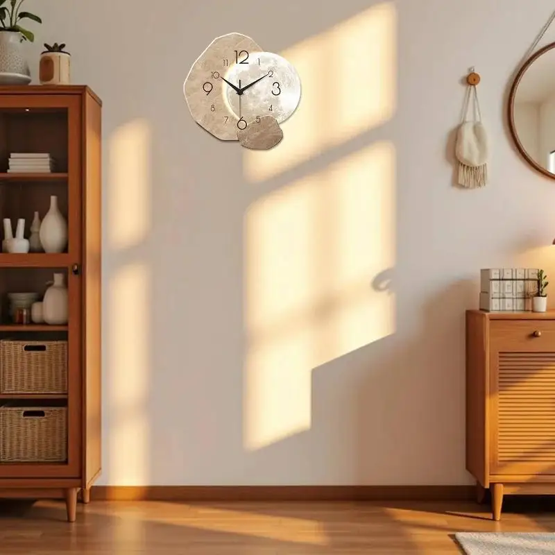 Silent Non-Ticking Wall Clock Modern Moon Design Simple Style for Living Room Bedroom Home Office Wall Decor