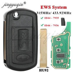 jingyuqin EWS ID44 / ID46 315/433.92Mhz Flip Car key for LAND ROVER Range Rover Vogue 2006-2009 HU92 3BTNFolding Remote Control