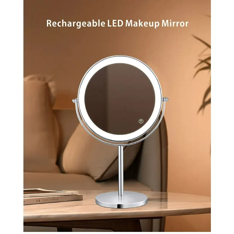 

Customizable Makeup Mirror with LED 3color Lights 5X7X10X Magnification Double Sided Vanity Mirror USB Charging Desktop Mirrors