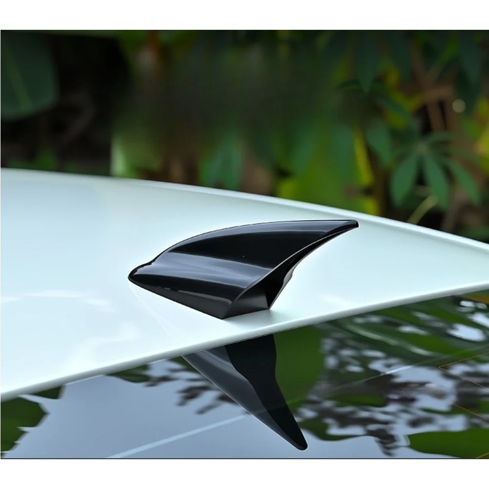 Shark Fin Antenna Cover for Car Black ABS Roof Spoiler Decorative Enhancement Compatible with Most Vehicle Models