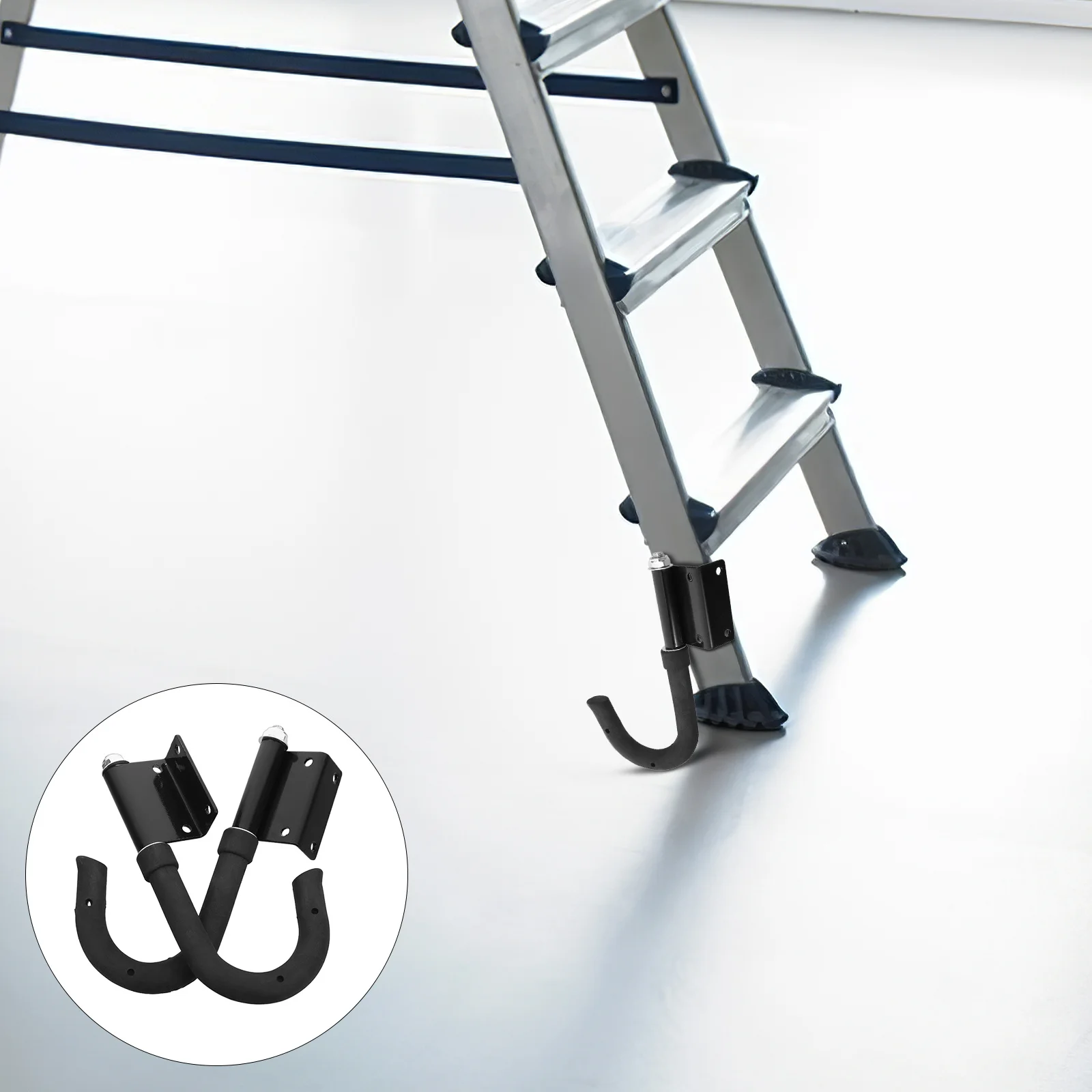 

2Pcs Aluminum Alloy Ladder Hook Heavy Duty Telescoping Ladders Ceiling Mount Hanger Home Garage Roof Outdoor Extension