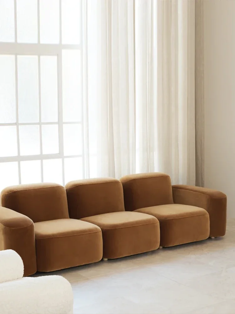 A  Small apartment living room Italian module sofa modern medieval  creative model room light luxury flannel