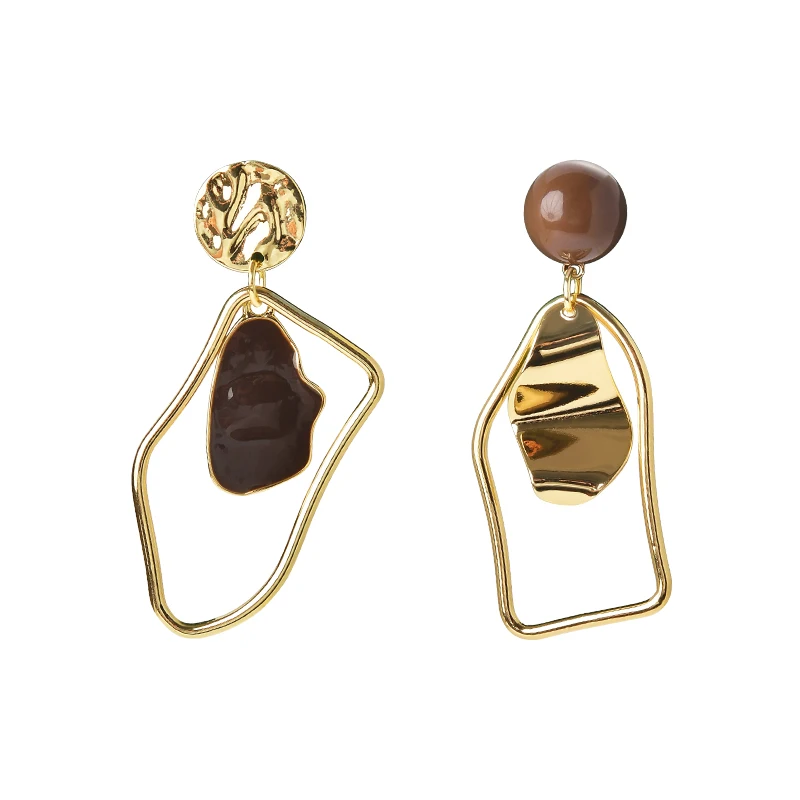 

Geometric irregular asymmetrical earrings, long exaggerated light luxury high-end drip earrings