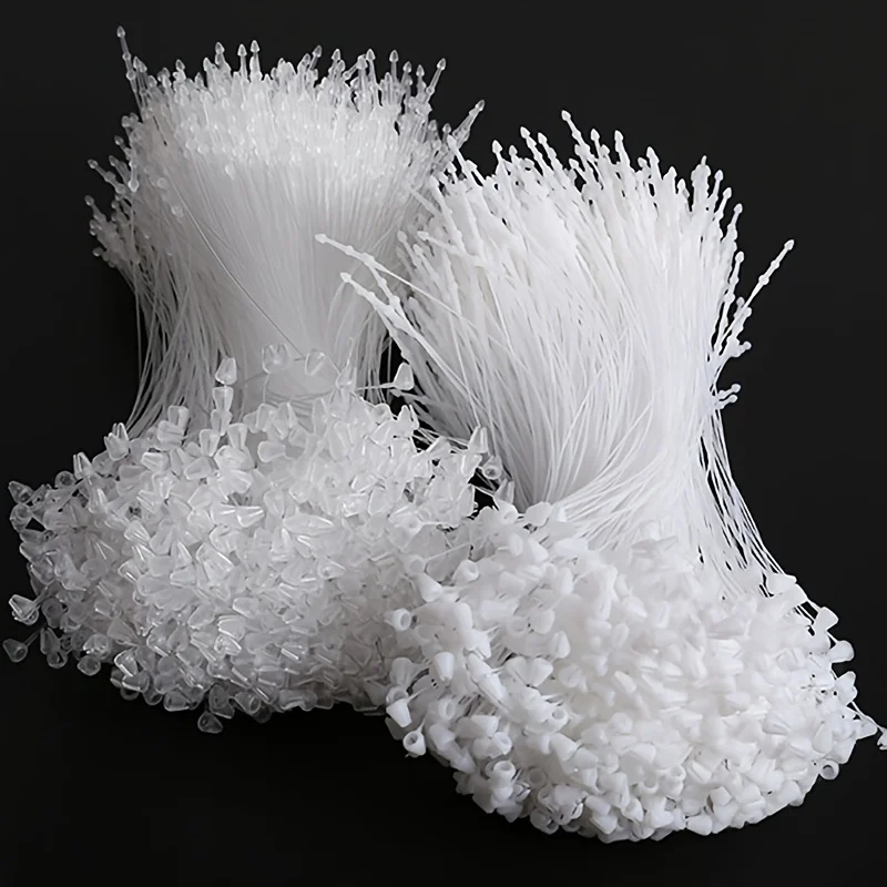 60/600/1500PCS Transparent Plastic Tag Hanging Line with Tag Fasteners Thread for Label Hand Needle Hanging Card Rope