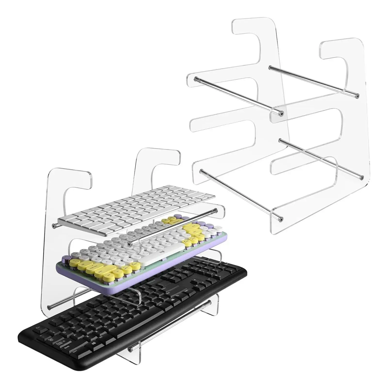 Imagem -05 - Suporte para Teclado Tier Acrílico Frame Riser Mouse Organizer para Escritório Salas de Estudo Mesa Casa