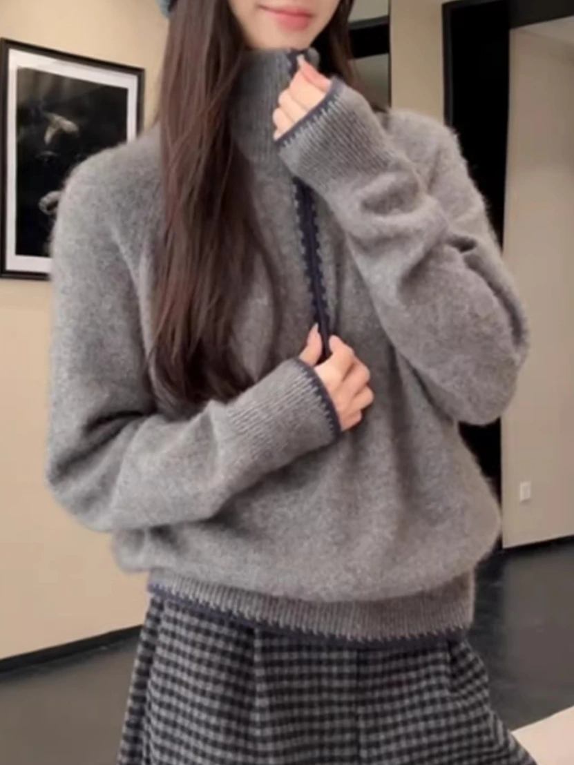 

ay Long Sve Knitted Casual Top Women's f Zipper Faionable Versatile Autumn Winter New Sle Comfortable Breathable