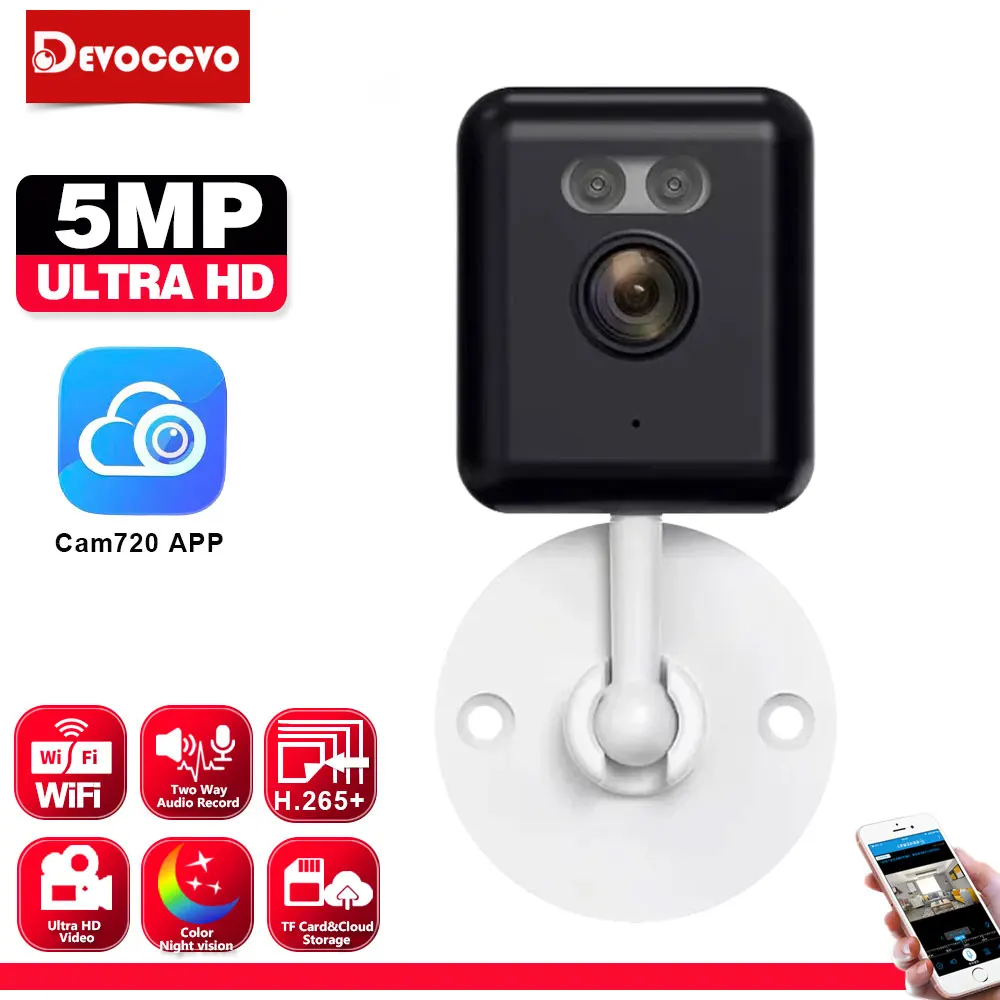 

5-мегапиксельная Wi-Fi IP-камера, домашняя камера видеонаблюдения, полноцветная мини-камера ночного видения, домашняя радионяня, камера