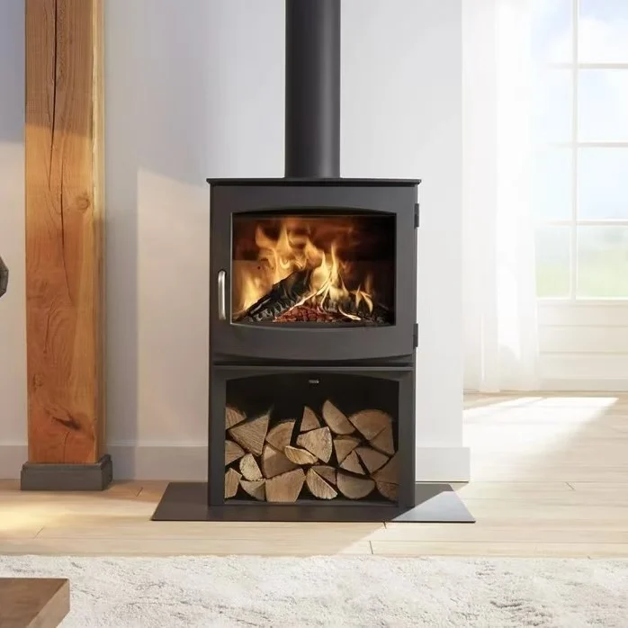 Indoor Modern Decorative Black Wood Burning Fireplace Freestanding Cast Iron Heating Stove