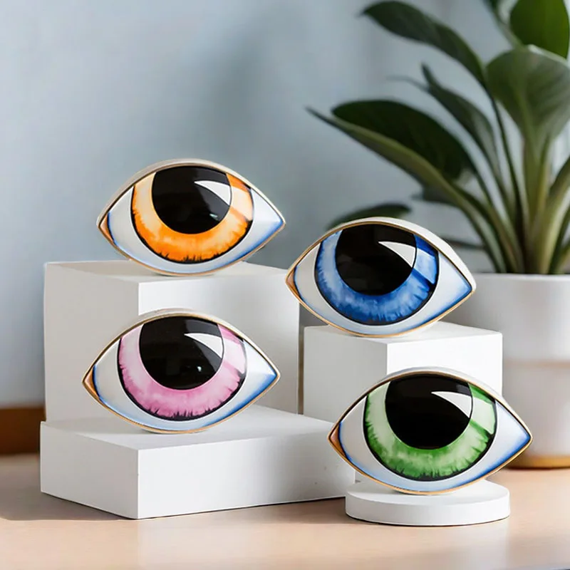 VILEAD Ceramic Devil\'s Eye Ornament Nordic Art Sculpture Handicrafts Home Interior Room Decoration Accessories Objects Presents