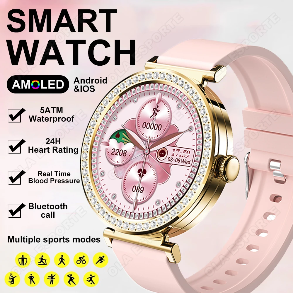 

New Zircon Women Smartwatch Heart Rate Sleep Health Monitoring Full Touch Screen Smart Watch Multiple Sports Modes Fitness Clock