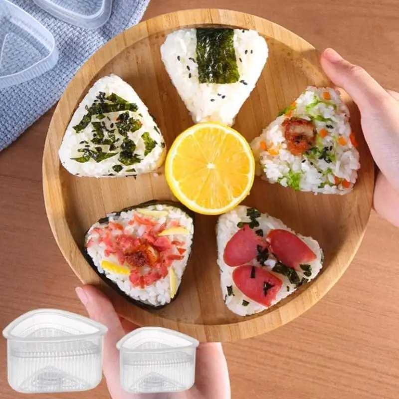 4PCS Transparent Sushi Making Mold Kit Non-Stick Triangular Onigiri Rice Ball Press for Sushi Beginners Home Use