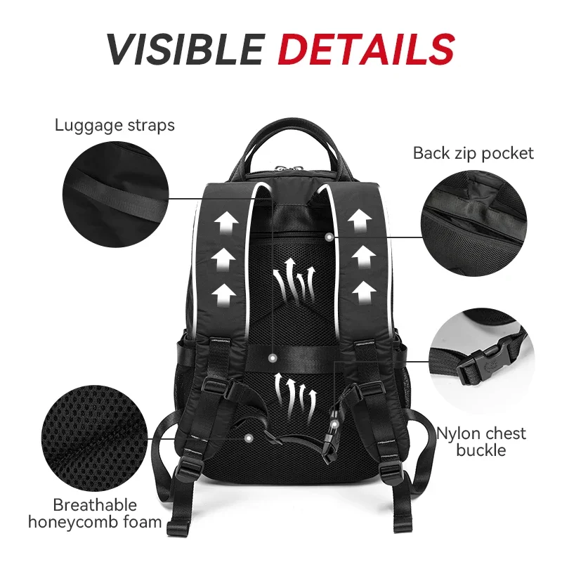 VOLUNTEER Men\'s Travel Business Backpack Casual Oxford Cloth Computer Backpack for Men Lightweight Large Capacity Schoolbag Male