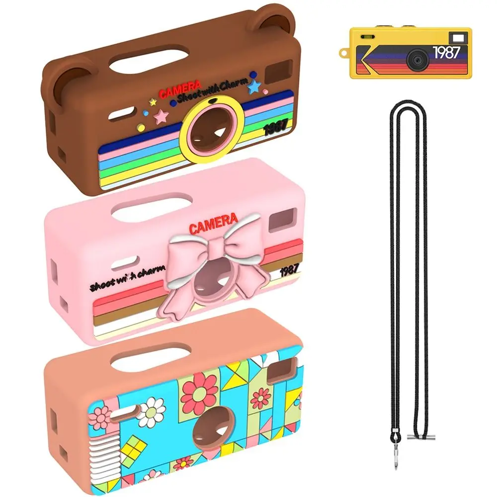 Silicone Cartoon Protective Case With Lanyard Shockproof Camera Protector for Kodak Charmera Keychain Digital Camera
