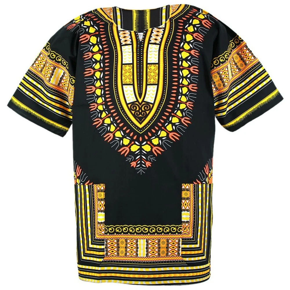 Fashion Dashiki African Traditional T-shrit Men Oversized Breathable Pullover Men T-shirts African Ethnic Unisex Beauty Clothing