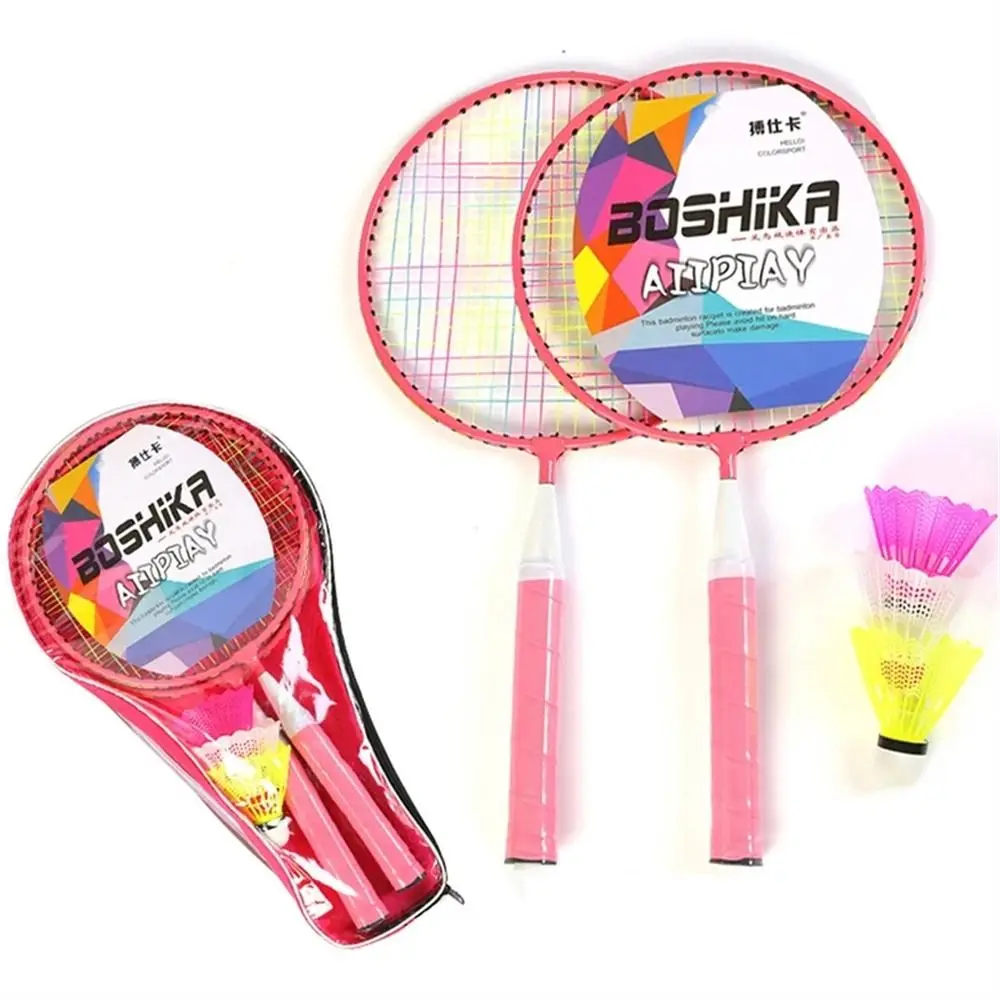 

with 3 Balls Children Badminton Rackets Iron Alloy Shuttlecock Kids Badminton Set Pink Blue Kids Toy Indoor Outdoor