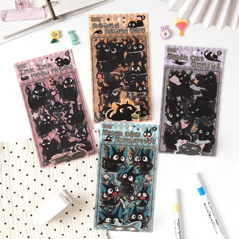 

6sheets Cute Cats Decoration Stickers PET Materials DIY Scrapbooking Collage Stationery Decor Junk Journal Aesthetics Sticker