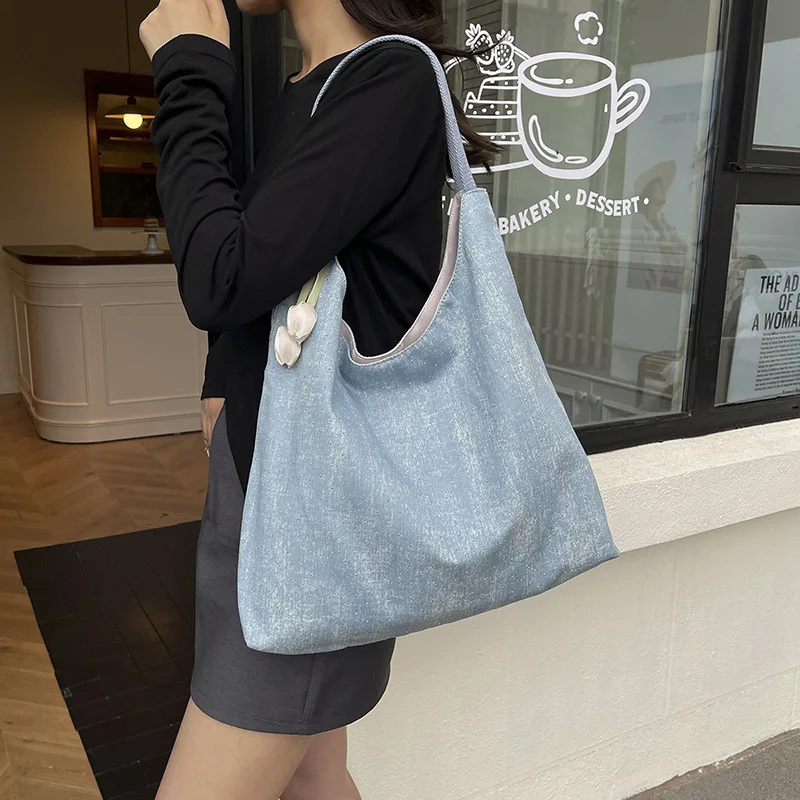 

Повседневные джинсовые сумки, большие женские сумки на плечо, женские сумки через плечо большой вместимости, сумка для покупок bolsa feminina