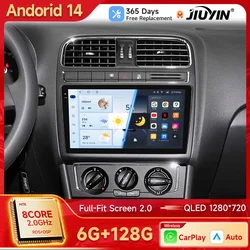 JIUYIN AI Voice Android 14 Auto Radio For VW Volkswagen POLO 5 sedan 2008-2020 Carplay 4G Car Multimedia GPS 2din autoradi