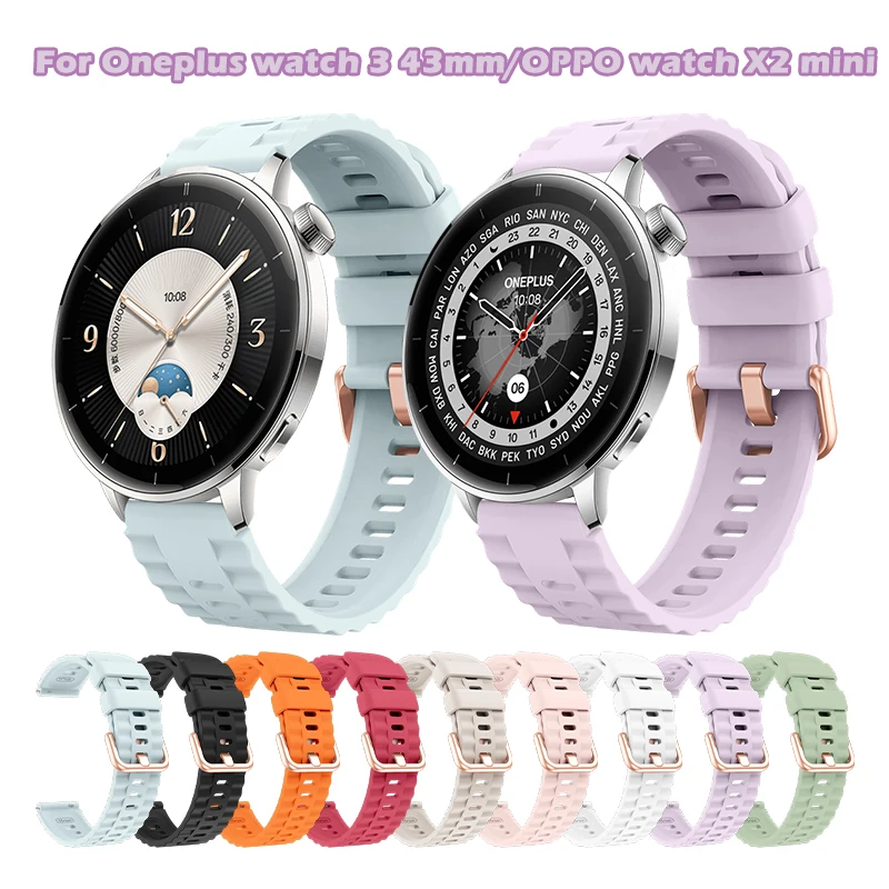Correa colorida de 18mm Compatible con Oneplus Watch 3 pulsera de silicona transpirable de 43mm para OPPO Watch X2 Mini Smartwatch Band