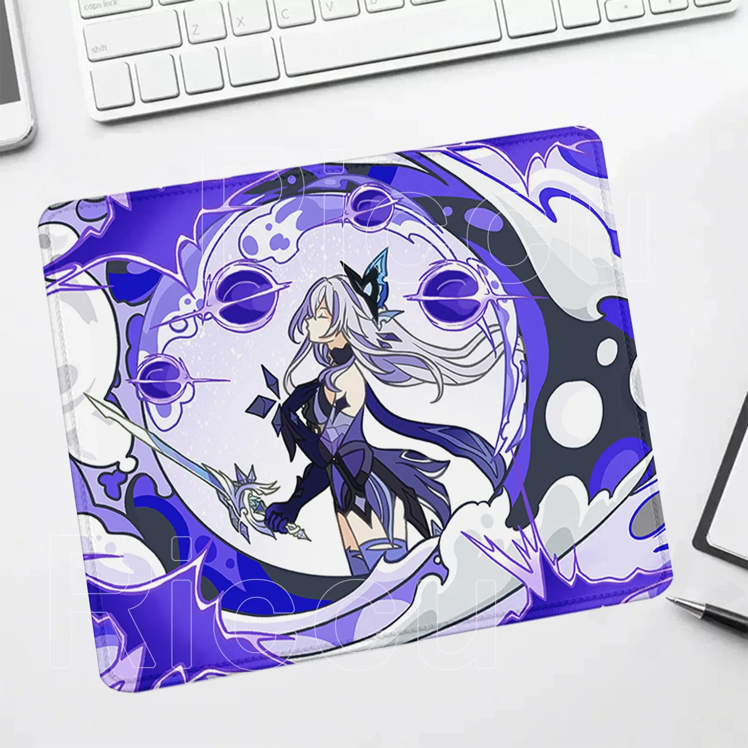 Genshin Impact Furina Columbina Small size Mouse Pad Anti-Slip Rubber Keyboard Office accessories HD Printing overlock Desk Mat