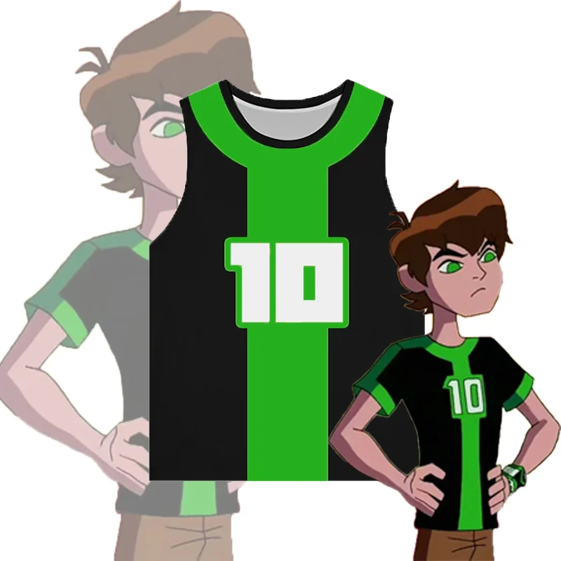 2025 جديد أنيمي Omnitrix Ben10 تأثيري تانك القمم ثلاثية الأبعاد بن تنيسون طباعة الاطفال الكرتون سترة الصيف الرجال النساء Harajuku أكمام تيز