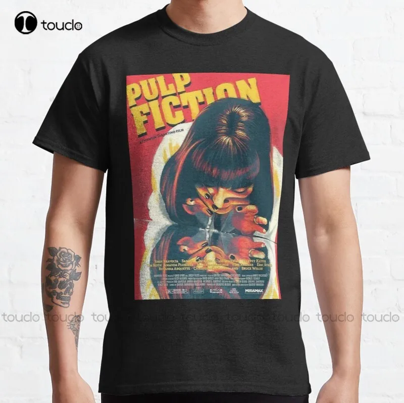 New Pulp Fiction Travolta Django Movies 90S Classic T-Shirt Cotton Tee Shirt Baseball Shirt Women Custom Aldult Teen Unisex