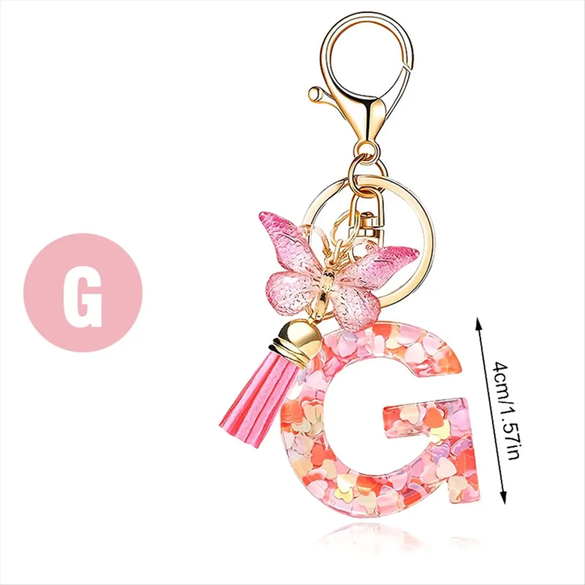 [N84R] F Type Fashion Pink Letter Key Crystal Epoxy Ladies Pendant