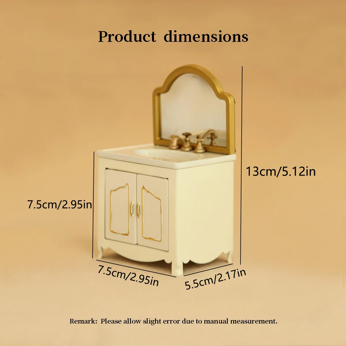 Miniatur-Badezimmerschrank OB11 Mini-Badezimmerwaschbecken aus Metall – Puppenhaus-Waschtisch im Maßstab 1:12 mit Wasserhahn, realistisches BJD-Waschraumdekor
