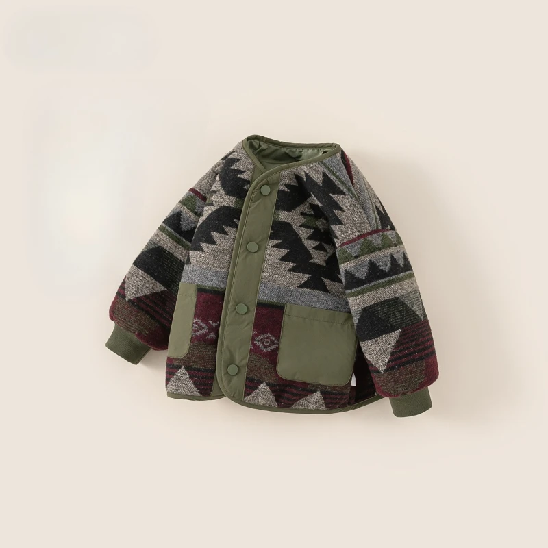 Chaqueta Retro para niños con aislamiento de felpa para bebés, ropa para niños, chaqueta de invierno para niños, ropa de invierno para niñas, ropa de niña