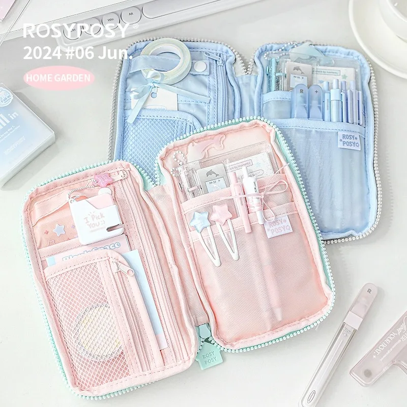 MINKYS-estuche de lápices de gran capacidad para niños, bolsa de almacenamiento para bolígrafos, punzón, regalo, suministros de papelería, Color