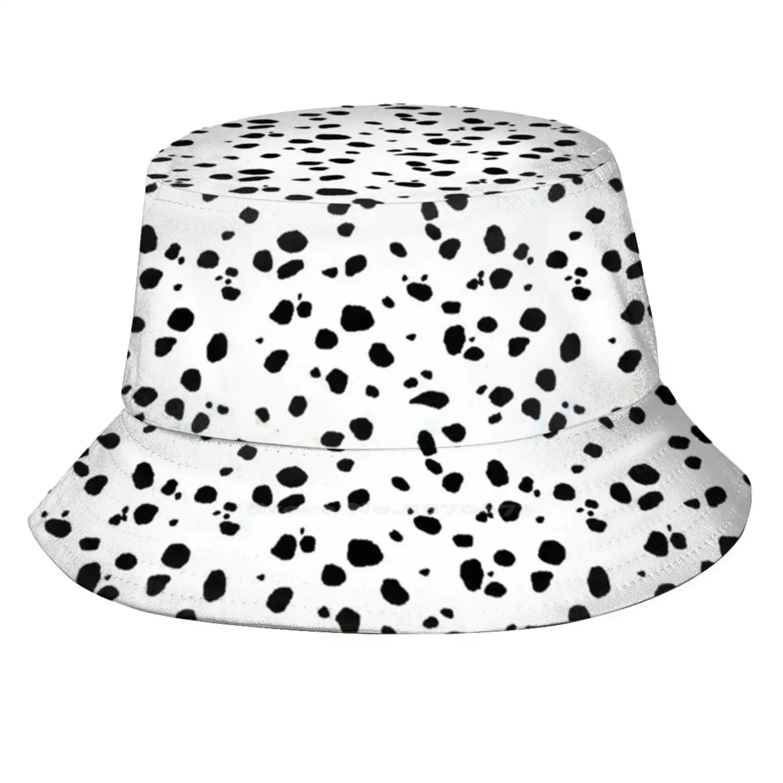 Dalmatian Foldable Panama Bucket Hat Cap Animal Zoo Leather Skin Fur Fashion Vintage Zebra Lion Tiger Pattern Africa Primal