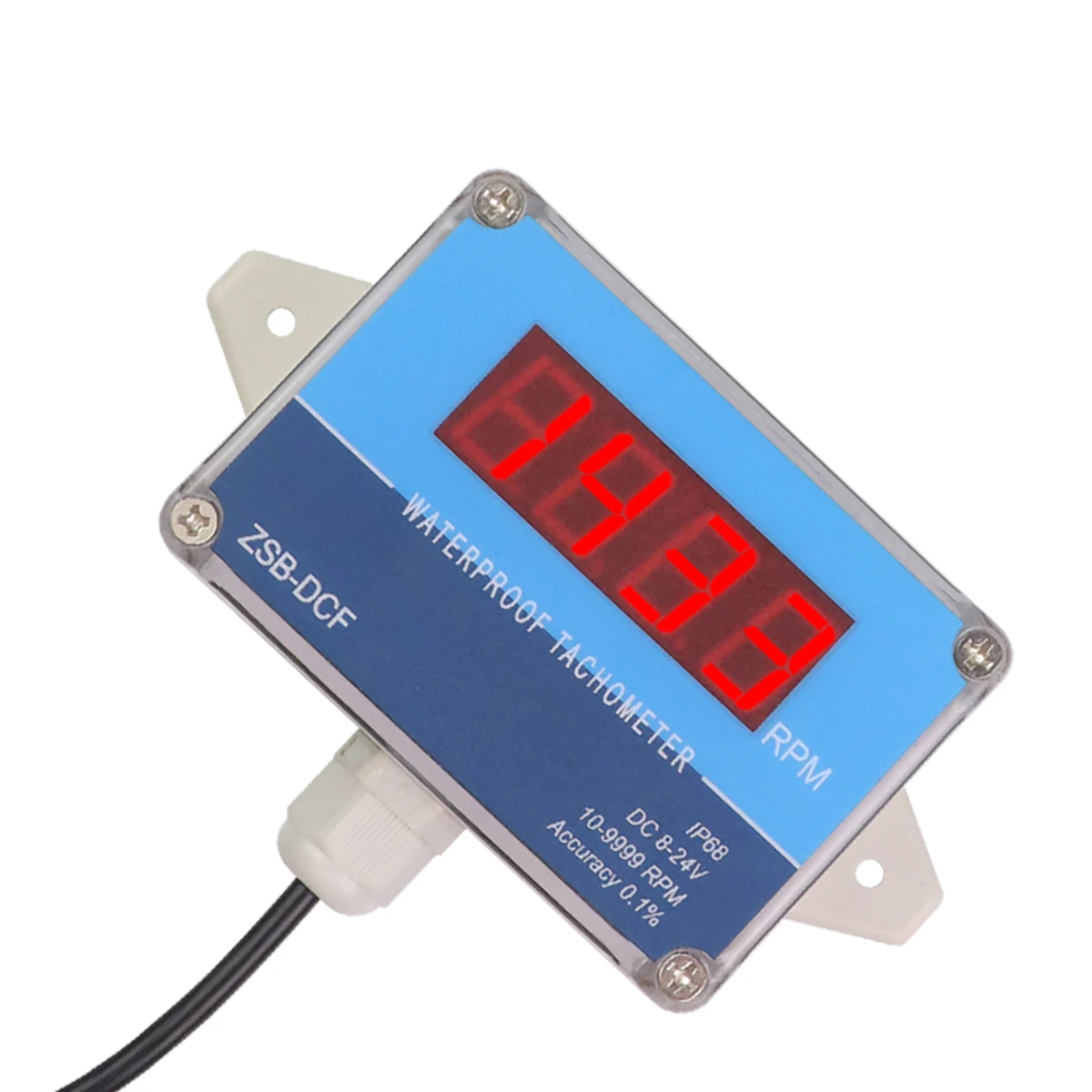 IP68 مقاوم للماء قاعة مقياس سرعة الدوران الرقمي LED سرعة المحرك متر فاحص NPN التبديل تيار مستمر 8-24 فولت 10-9999 دورة في الدقيقة